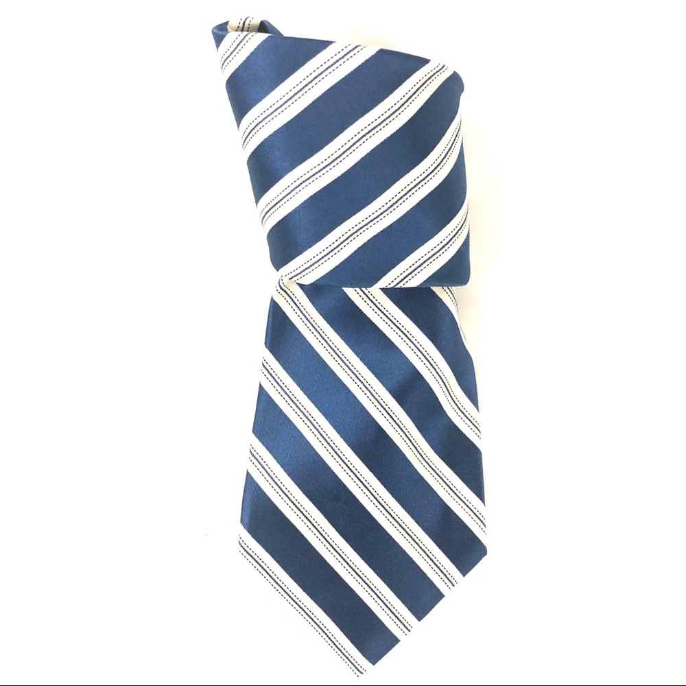 NWOT Tommy Hilfiger silk navy white stripe tie